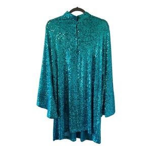 La Vie Style House no. 0375 Blue Sequin Mini Caftan, o/s